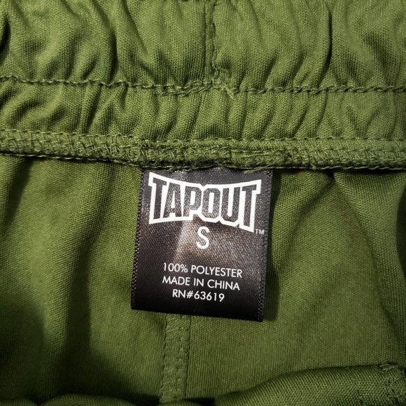 TAPOUT Mens Athletic Shorts Green Black Mixed Martial Arts Spellout, Small - Picture 4 of 7